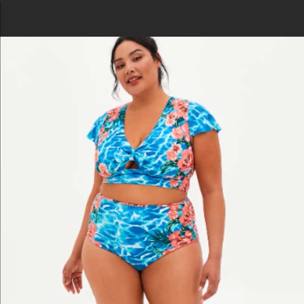 Torrid NWT 2 pcs. blue water floral bathing suit. - Picture 5 of 10